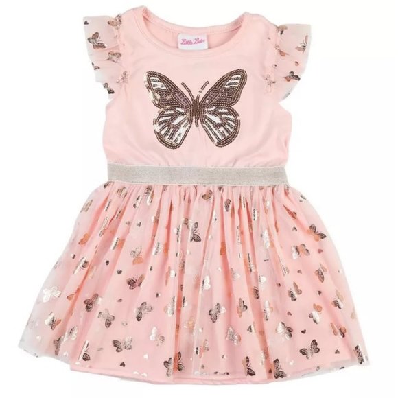 Little Lass Other - Little Lass - Toddler Girls Butterfly Foil Tulle Dress